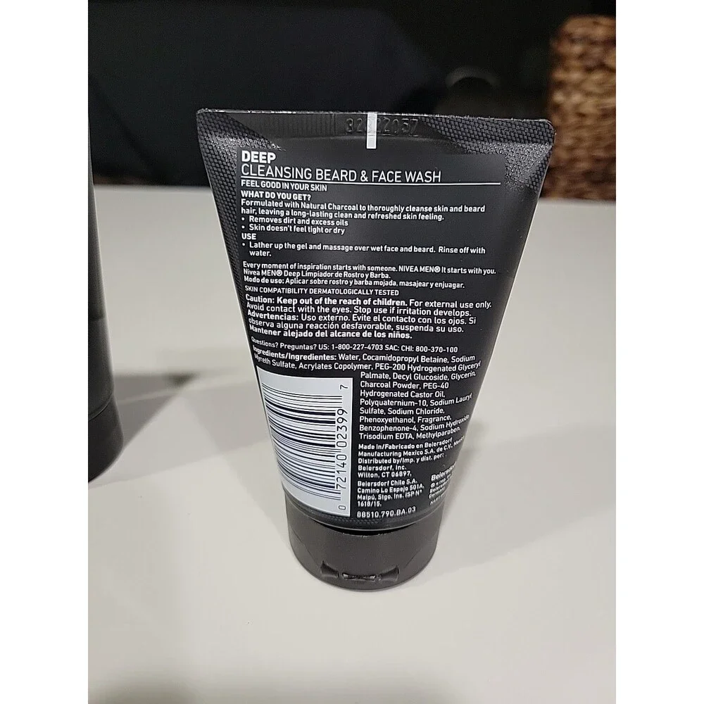 NEW Nivea Men Deep Cleansing Beard And Face Wash 3.3 Ounce X 3 Packs